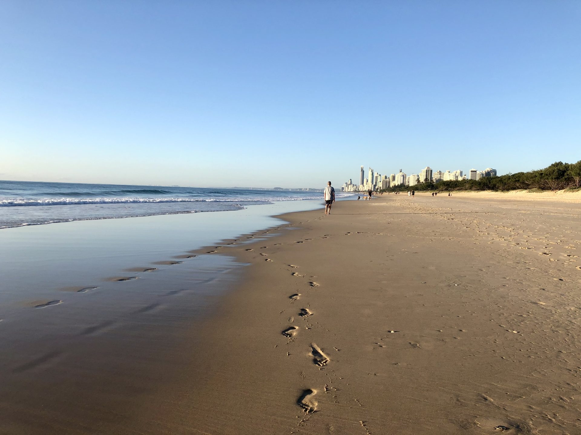 Main Beach, Gold Coast, footprints in sand